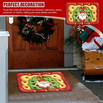 весела Коледа на Вратите подложки 3D Подложка за баня, постелки за душата, Быстросохнущий Противоскользящий Мек килим за стаята, душ кабина, кухня, баня