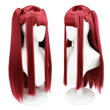 Вино-червено дълги къдрави перуки за cosplay, Перуки, направени от синтетични топлоустойчива коса, за жени и момичета с Перуки за костюмированной парти в стил аниме