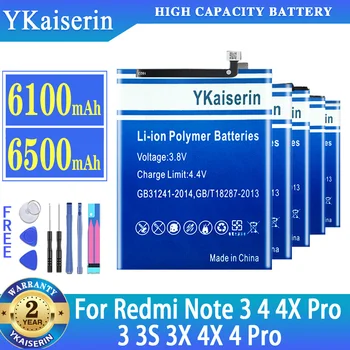 Висок клас Батерия YKaiserin За Redmi 4X Note4 3 3S 3X 4Pro 4 Pro Note 3 4 4X Pro Note3 4XPro Batterij + Безплатни Инструменти