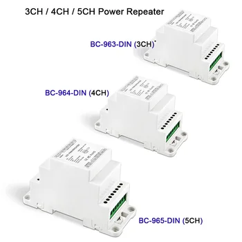 Висока честота на Ретранслатор за Захранване на DIN-шина DC5V 12V 24V 3CH/4CH/5CH Led Лента Усилвател на Светлина RGB/RGBW/RGBCW лампа лента контролер