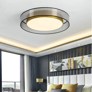 Висококачествен led тавана лампа от мед Хол Проста кръгла спалня Декоративни осветителни тела Lamparas De Techo