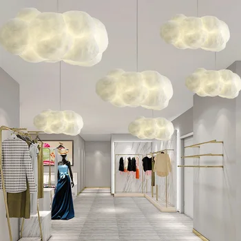 Висящи лампи Nordic LED Cotton White Cloud; Съвременно изкуство; Търговски висящи осветителни тела; Творчески декоративна лампа за детската спалня.