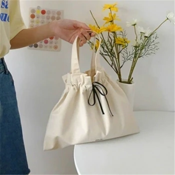 Дамска чанта-клатч бежов цвят от брезент, със собствените си ръце за лятото и пролетта, голям чанта-тоут за пазаруване и пътуване в елегантен стил Ins Fashion Casual