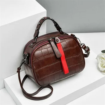 Дамска чанта-месинджър с капак във формата на миди, женствена чанта през рамо контрастен цвят, решетчатая чанта през рамо с нитове