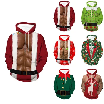 Дамски Hoody С 3D Забавен и Сладък Коледен Принтом, Блузи С Качулка, С Дълъг Ръкав, весела Коледа, Риза С Дълъг Ръкав