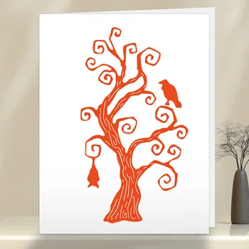 Декор на поздравителна картичка за Хелоуин, призрачно дърво, Гарван, щанцоване, клоните на дърветата, щанцоване, шаблони за направата на scrapbooking, форми за щамповане, щампи