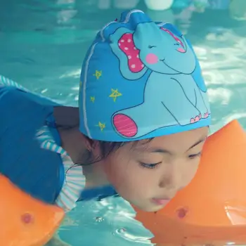 Детска шапка за плуване, мека шапка за плуване, дишаща шапка за басейна с анимационни принтом за деца, висока еластичност, бързо съхнещи уши