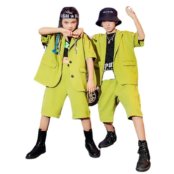 Детски комплект блейзеров, яке и къси панталони, двойка, хип-хоп Денс градинска дрехи за момчета, летен костюм за момичета, ежедневни детски дрехи Унисекс