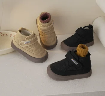 детски памучен обувки 2023 г., есенно-зимни нови кашмир обувки в стил ретро, за момчета и момичета