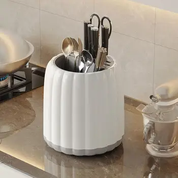Държач за ножове Здрав Въртящ се на 360 градуса за многократна употреба Притежателят на прибори за хранене Кофа за съхранение на съдове Кухненски принадлежности