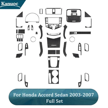 За Honda Accord Седан 2003 2004 2005 2006 2007, Пълен комплект от въглеродни влакна, черни, червени етикети, Декоративни Аксесоари за интериора на колата