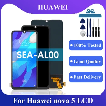 За Huawei nova 5 LCD дисплей С touch Screen Digitizer В събирането На Huawei nova 5 SEA-AL00, SEA-TL00 Подмяна на екрана на дисплея