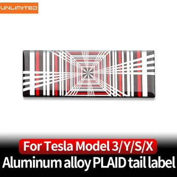 За автомобил Tesla Алуминиева Сплав 3D Auto Лога Model3Y/S/X Карирани Опашката на Етикета Стикер С Пайети Тапицерия Комплект Аксесоари За Външна Декорация