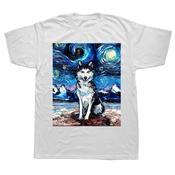 Забавни тениски за любителите на кучета Сибирски хъски, Лятна памучен градинска дрехи с графичен дизайн, тениски с подаръци за рожден ден, мъжко облекло