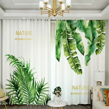 Завеси за душ със зелени листа на растенията, завеса за баня, пресни водоустойчив полиестерен плат с 3D-принтом, куки, подложка за домашен декор.