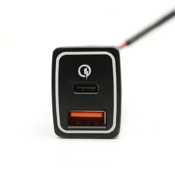Зарядно за кола Оранжев цвят TYPE-C PD QC3.0 с USB Интерфейс за Nissan Teana Sylphy Qashqai X-TRAIL Serena Bluebird Navara