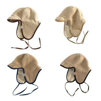 Зимна шапка за деца, шапки-бини за новородени, шапки-те, капачка за защита на ушите D7WF
