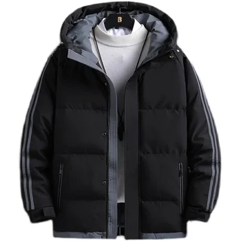 Зимно палто Мъжки 2024, Нова яке, мъжки изолирана топли паркове, яке с качулка, мъжки утепленная ежедневни Naka памучен облекло за мъже