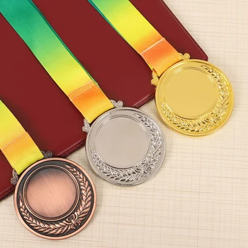 Златен Сребърен Бронзов Медал Медал на Шията с Лента, Златен Сребърен Бронзов Награден Кръг за Детска Училищна Спортна Събрание на 2 Инча