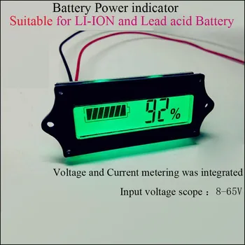 Индикатор за зареждане на литиево-йонна батерия 12V 24V, 36V, 48V или VRLA подходящ за измерване на напрежение и ток литиево-йонна батерия от 1 до 15 секунди