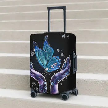 Калъф за куфара с принтом пеперуди Magic Flower Hands Защита на куфара от празнични пътувания