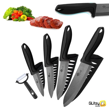 Керамичен нож Кухненски Нож шефповара с ножнами 3, 4, 5, 6-инчов окачен инструмент за нарязване на плодове и зеленчуци, Меки, не ржавеющее нож от черен цирконий