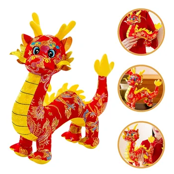 Китайската Нова Година На Дракона Декор Плюшено Cartoony Дракон Играчка Пълнени Дракон Украса Коледен Подарък Офис Украса За Дома