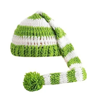 Коледна детска шапка за фотография, вязаная шапчица-бини, есенно-зимна шапка с топки за коса