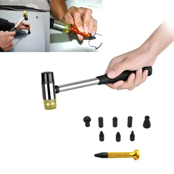 Комплекти инструменти за безболезнено ремонт вдлъбнатини в каросерията на автомобила, Метална дръжка за теглене на вдлъбнатини, инструменти за премахване на вдлъбнатини с 9 глави