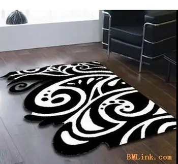 Континентална класически черно-бял килим, Ръчно изработени, Акрилни килими за хол, спалня, възглавнички във формата на цветя, направени по поръчка