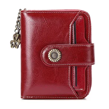 Кратък Модерен женски портфейл от естествена кожа, мултифункционален мини портфейл с цип, в чантата Samll, държач за карти, Дизайнерски портфейл за пари