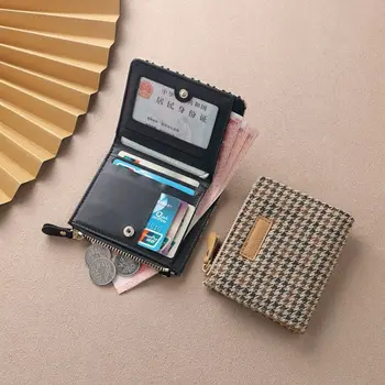 Кратък портфейл във формата на кучешки лапи с цип, мини джоб за карти, държач за карти в корейски стил, слот за няколко карти, клатч, чанта за карти от изкуствена кожа, дамски чанта за карти