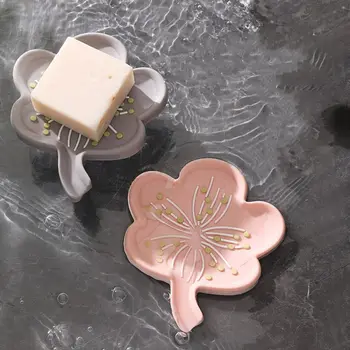 Креативен притежателя сапун ястие във формата на цвете за източване на сапун ястия за душа в банята Контейнер за съхранение на кухненски аксесоари