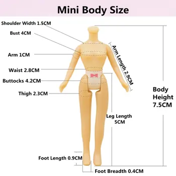Кукла Mini blyth с обичайните тяло, голо, на около 7,5 см, подходящ за подарък мини-момиче