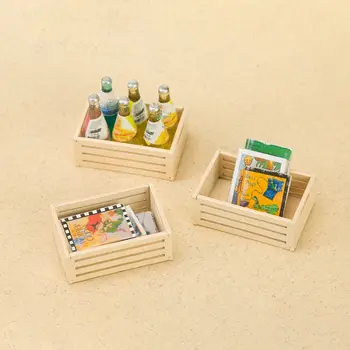 Куклена къща в миниатюрен дървена рамка 1:12, кошница за съхранение на плодове, органайзер за дребни неща, Куклена къща, Начало декор, играчки за деца измислица