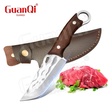 Кухненски нож за рязане на месо от неръждаема стомана 5cr15 с дървена дръжка, кухненски нож за рязане на месо, нож за месо за готвене готвач