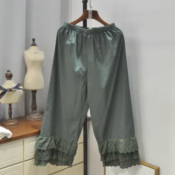 Летни панталони Lugentolo, дамски ежедневни, прост, обикновен, с рюшами, с еластична гумена лента за кръста, преки свободни панталони с дължина до щиколоток