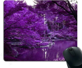 Лилаво Света и Дзен-Езерото Персонализирани Правоъгълна Подложка За Мишка От Неплъзгащи Гума 9,5 × 7,9 инча Лаптоп за Дома