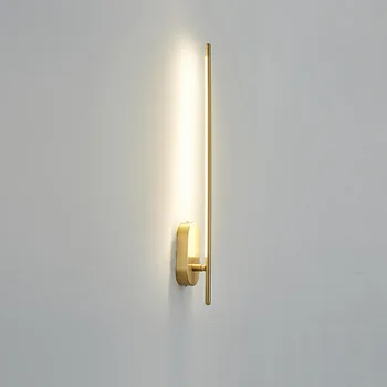 Луксозен Медно-Златни, с монтиран на стената лампа Проста линия, Огледална на прожекторите, Дневна, стълбище, Скандинавски Датски Дизайнерски Артистичен, с монтиран на стената лампа