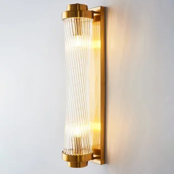 Луксозен стенен лампа в стил постмодерното, изчистен фон лампа за дневна, висококачествено кристално осветление за дома на закрито