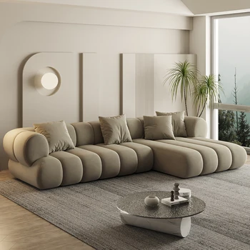 Луксозен текстилен ъглов диван с възглавница латекс