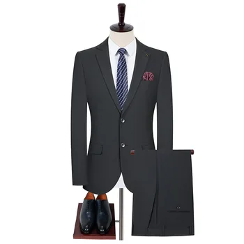 Луксозни мъжки бизнес брючные костюми 2023 г., нова черна однобортный официален сако + панталон, булчински облекла, Офис мъжки комплект от 2 теми, яке