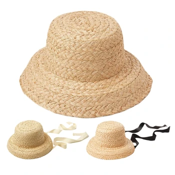 Лятната сламена шапка ръчна изработка за защита от слънце с големи широки полета за пътуване на открито, бягство от виолетови, Плажна шапка с панделка