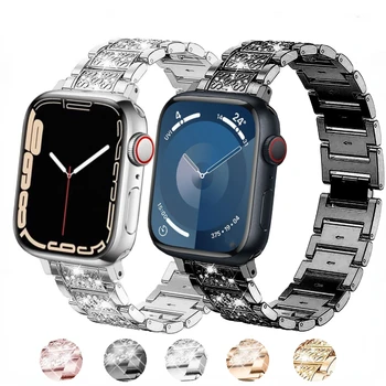 Метална каишка за Apple watch band 49 мм 45 мм 41 мм 44 мм 42 мм 40 мм Женски гривна с диаманти Гривна за iWatch Ultra 9 8 7 6 5 4