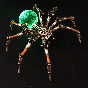 Механични Насекоми в стил Steampunk, Светещ Модел на Паяка, Метална Играчка за сглобяване със собствените си ръце, Накити ръчна изработка, Творчески Подарък за деца