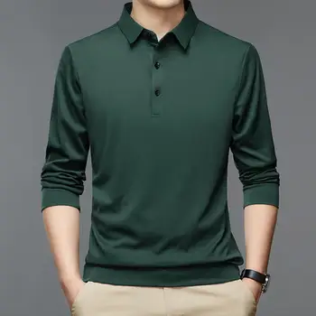 Модерен Мъжки Ризи Еластичен Усвояването На Пот Риза Пуловер Просто Cut Ревера С Тънка Бизнес Риза
