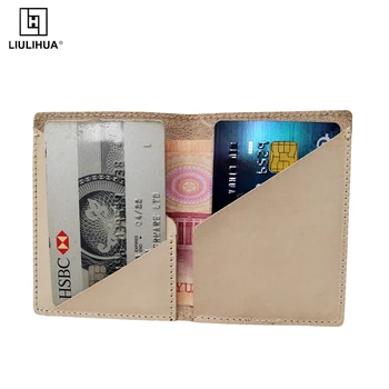 Модерен сгъваем пакет за карти, Банков документ за самоличност Бизнес притежател на кредитна карта Мини-женски чантата за пътуване мъжки портмонета от естествена кожа
