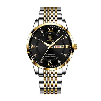Модерни маркови мъжки кварцови часовници, водоустойчиви светещи бизнес ръчни часовници, каишка от неръждаема стомана, Календар, часовник за мъже