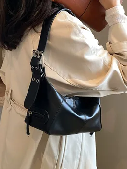 Модни кожени малка чанта през рамо за жени 2023, зимни дамски проста малка чанта през рамо в ретро стил, чанти и портмонета