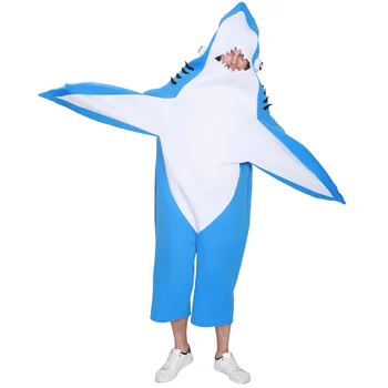 Мъжки костюм за Cosplay, Женствена рокля за празнуване на Хелоуин, дрехи за изпълнения на сцената, едно Парче възрастен семеен гащеризон с гъба Big Shark